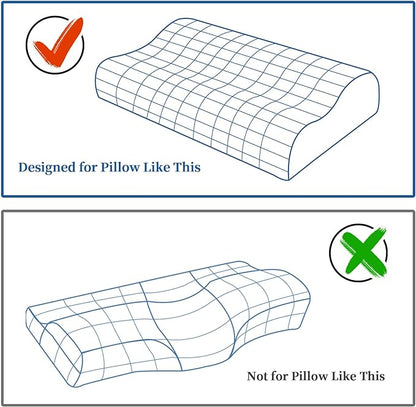 HOMBYS Satin Pillow Case for Contoured Support Pillow (DO NOT INCLUDE PILLOW) -Zippered Pillow Cover for Neck Pillow for Cervical 1 Pack-Silky, Smooth and Breathable (Wave Shape 20"x12.5")