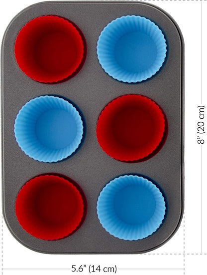 Boxiki Kitchen 24 PCS Kids Baking Set Includes 1 Muffin Pan, 6 Silicone Cupcake Liners, 10 Cookie Cutters, Spatula, Egg Whisk, Mini Measuring Cup and 4 Measuring Spoons.