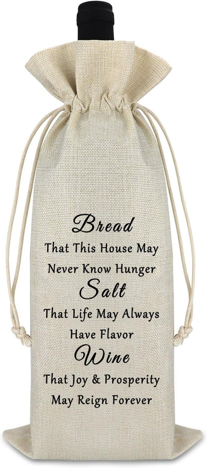 Housewarming Gift for Hostess Wine Gift Bag Thank You Gift for Women New Home Gift Wine Bottle Covers Christmas Thanksgiving Mothers Day Gift for Her Drawstring Burlap Wine Bag Home Storage Bag