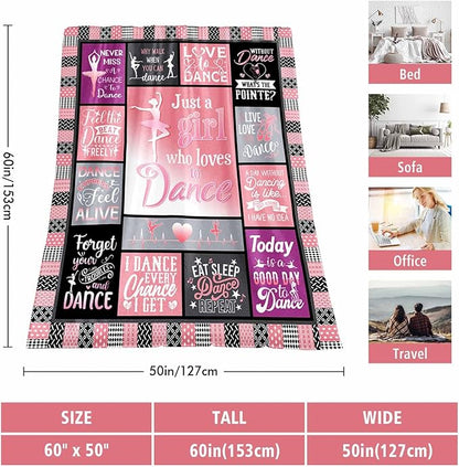 Dancer Gifts Blanket, Dancer Gifts for Girls Teens, Just A Girl Who Loves Dance, Dance Blanket 60"X50", Dancer Gifts for Girls, Dance Gifts for Teacher, Ballerina Gifts