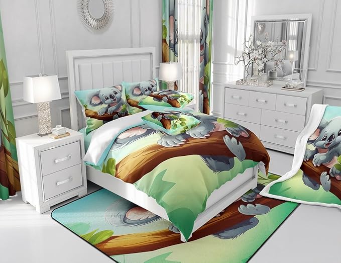 Feelyou Cute Koala Shower Curtain Cartoon Koala Fabric Shower Curtain for Kids Boys Girls Kawaii Animal Bathroom Waterproof Accessories with 12 Hooks Nutrue Theme Curtains,72x78 Inches