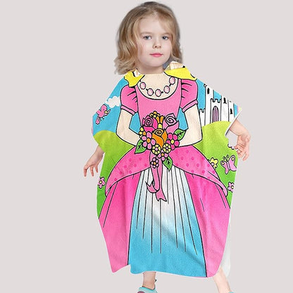 Flower Princess Beach Towel for Ages 2-4, Cute Castle Kids Hooded Bath Towel, 47.2" x 23.6" Super Absorbent Toddler Bath Towel