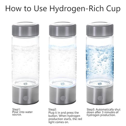 Hydrogen Water Bottle, Portable Hydrogen Water Bottle Generator with SPE PEM Technology Water Ionizer, 420ml Hydrogen Water Machine Improve Water Quality in 3 Minutes for Fathers Day Gift
