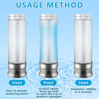 Hydrogen Water Bottle,2024SPE/PEM Technology Hydrogen-Rich Water Bottle Hydrogen Concentration(+1300ppb),460ml Rechargeable/Portable Hydrogen Water Machine for Office/Daily/Travel /Gifts for Women&Men
