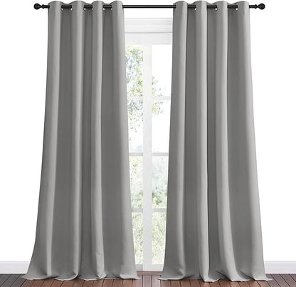 NICETOWN Silver Grey Room Darkening Curtain Panels 102" Long for RV, 55" Width, 2 Panels, Play Room, Studio, Heat Block Out and Keep Warm Drapes Window Treatment Drapes for Doorway Entryway Patio