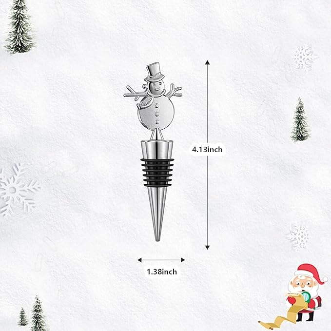 Christmas Wine Bottle Stoppers 5-Packs-Wine Saver Zinc Alloy Silicone,Reusable Leak Proof Keep Fresh Wine Corks,for Gifts,Bar,Holiday,Party,Wedding,Camping for Standard Bottle (Snowman)