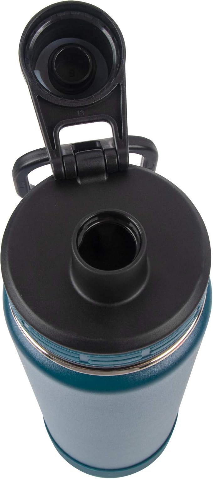 ThermoFlask 24 oz Double Wall Vacuum Insulated Stainless Steel 2-Pack of Water Bottles, Mayan Blue/Black