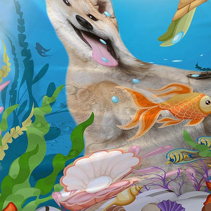 AILONEN Cute Dog Shower Curtain for Boys Girls, Pet Puppy Dog Lover Shower Curtain, 72" W*96" H Waterproof Animal Turtle Fish Ocean Themed Shower Curtain Decor Bathroom with Grommets and Hooks
