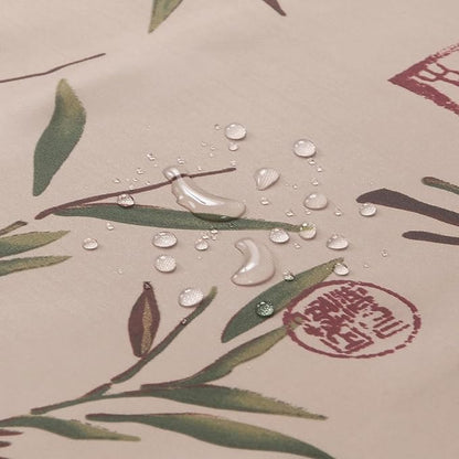 Saigon Farmhouse Printed Leaves Vintage Waterproof Polyester Fabric Brown Bamboo Country Cloth Bathroom Shower Curtain,72" W x 72" H