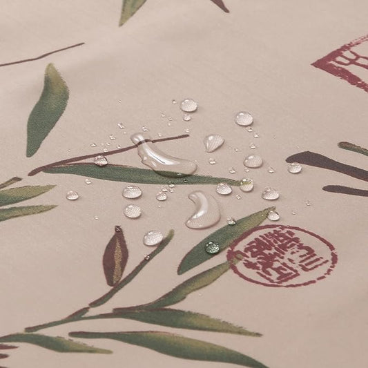 Saigon Farmhouse Printed Leaves Vintage Waterproof Polyester Fabric Brown Bamboo Country Cloth Bathroom Shower Curtain,72" W x 72" H