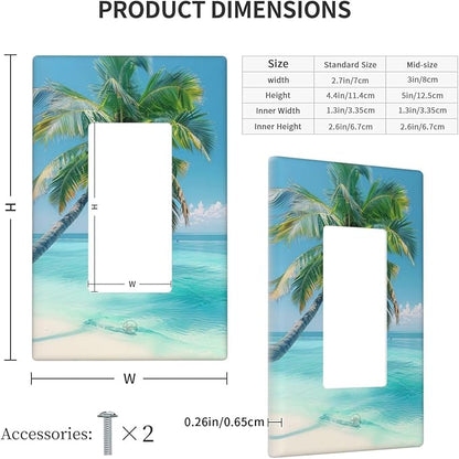 Beach Palm Tree Toggle Funny Plastic Wall Plate Decorative Single Rocker Light Switch Cover For Women Girls Bedroom Kitchen Living Room