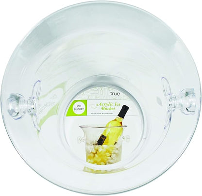 True Acrylic Ice Bucket with Handles, 3-Liter Capacity, Clear Plastic Ice Bucket, Acrylic Wine Bucket, Clear Champagne Bucket, Beverage Bucket, Ice Buckets for Parties, 8.75" x 8.25", Set of 1