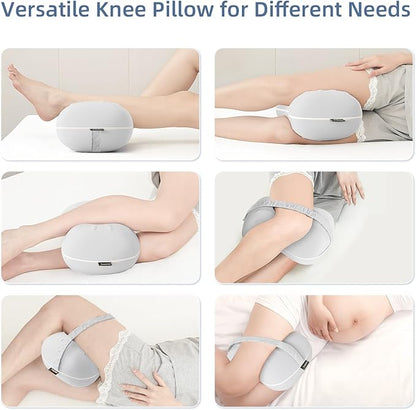 Knee Pillow for Side Sleepers - Memory Foam Leg Pillow for Side Sleeping - Comfortable Soft Side Sleeper Leg Positioner Pillows for Pregnancy, Hip Pain, Spine Alignment (Light Grey)