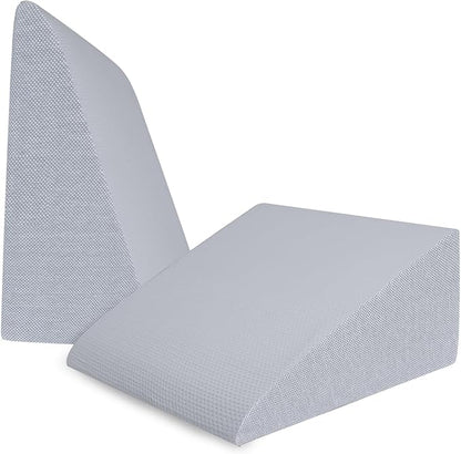 QUINEEHOM Wedge Pillow for Sleeping, 12 Inch Triangle Bed Wedge for Adults, Memory Foam Wedge with Washable Cover, Hypoallergenic 30 Degree Pillow Wedge for Acid Reflux, Knee, Snoring, Dark Grey