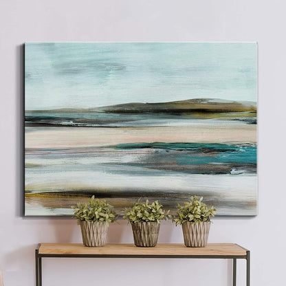 Renditions Gallery Canvas Nature Wall Art Modern Paintings & Prints Decorations Blurred Sandy Beach Abstract Vibrant Coastal Wall Hanging Artwork for Bedroom Office Kitchen - 24"x36" LT33