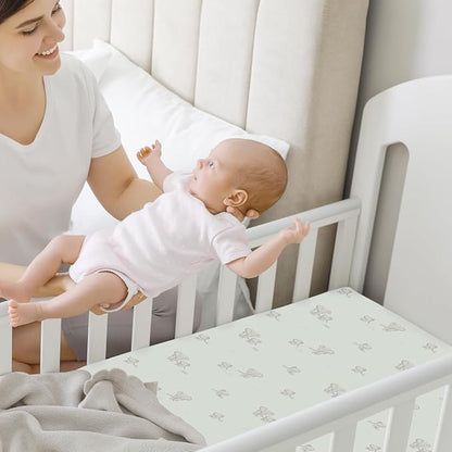2-Pack Mini Crib Sheets Fitted, Pack and Play Sheets - Organic Cotton Pack N Play Sheets for Pack and Play Mattress, Playard Baby Crib Sheets, Jersey Crib Sheets Neutral for Boys, Girls (Elly)