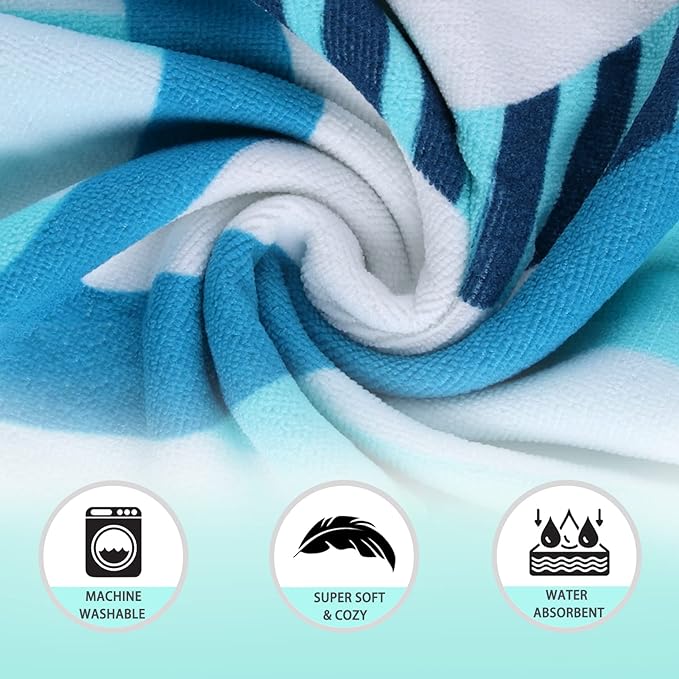 NovForth Kids Beach Towel for Boys Girls, Hooded Bath Towel Wrap, Toddler Pool Towel with Hood