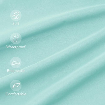 Waterproof Crib Sheets for Boys 2 Pack, Fitted Baby Crib Sheet Neutral 52" x 28" for Standard Crib and Toddler Bed Mattress, Soft and Breathable Kid Toddler Sheets for Boys or Girls, Grey & Aqua Blue