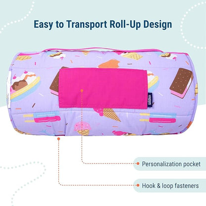 Wildkin Original Nap Mat with Reusable Pillow for Boys & Girls, Ideal for Sleepovers, Equipped with Hook & Loop Fastener, Made from Cotton Blend Materials - Nap Mat for Kids
