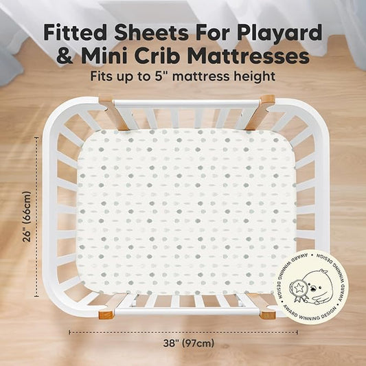 Pack and Play Sheets Fitted, 2-Pack Mini Crib Sheets - Pack N Play Sheets, Organic Fitted Crib Sheet for Pack and Play Mattress, Playard Baby Crib Sheets, Crib Sheets Neutral for Boys (Tropic Oasis)