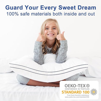 Premium Pillows King Size Set of 2, Fluffy and Supportive 7D Down Alternative Bed Pillows, Luxury Soft Hotel Quality Gusseted Pillow for Side Back Stomach Sleepers, Relief Neck Head and Shoulder Pain