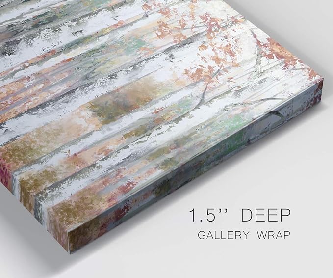 Renditions Gallery Canvas Nature Wall Art Modern Paintings Decorations Autumn Birch Forest Rustic Abstract Vibrant Foliage Wall Hanging Artwork for Bedroom Office Kitchen - 24"x36" LT33