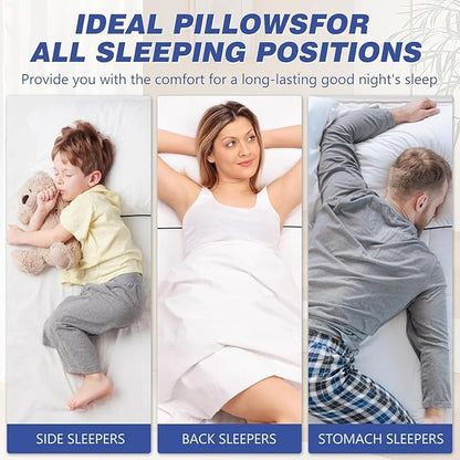 Hotel Collection Bed Pillows for Sleeping 4 Pack Standard Size Cooling Pillows Set of 4 for Back, Stomach or Side Sleepers, Super Soft Down Alternative Microfiber Filled Pillows