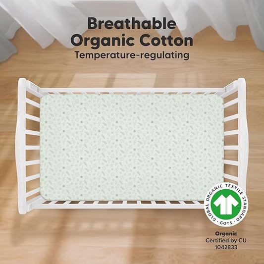 2-Pack Organic Crib Sheets for Boys, Girls - Jersey Fitted Crib Sheet, Baby Crib Sheets Neutral, Crib Mattress Sheet, Cotton Crib Sheets, Breathable Crib Sheet, Baby Mattress Sheets (Tropic Oasis)
