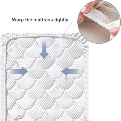 Waterproof Pack and Play Sheets & Noiseless, Ultra-Soft Breathable Mattress Cover for Pack and Plays, Playards and Mini Cribs, Machine Washable and Drying