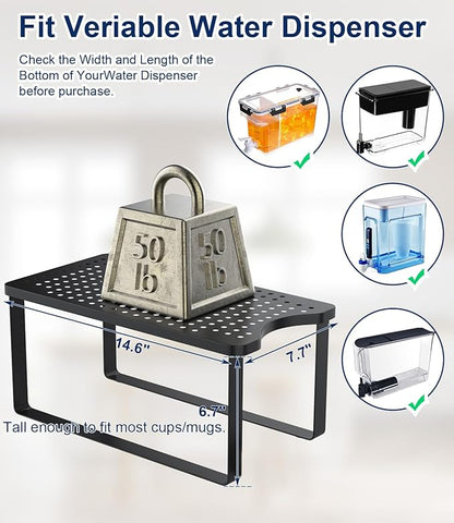 Water Filter Dispenser Stand - 7.7''W x 14.6''D x 6.7''H, Metal Stand Designed for Brita Water Filter, Compatible with ZeroWater, PUR, Waterdrop etc.