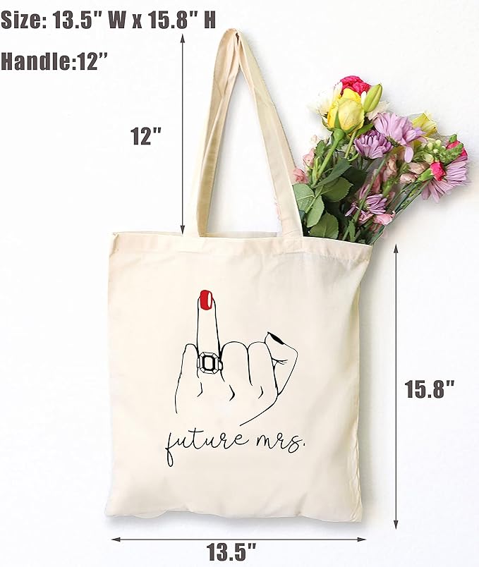 LIBIHUA Future Mrs – Shoulder Bag Shopping Bag Tote Bag Gift – Engagement Gifts for Women - Bride to Be - Newly Engaged - Bridal Shower Gift for Bride - Bachelorette Party Gifts for Her