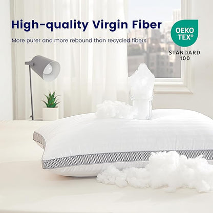 SLEEP ZONE Bed Pillows for Sleeping, King Size Set of 2, Sandwich Mesh with Breathable Sides, Premium Soft Pillows for Back, Stomach or Side Sleepers