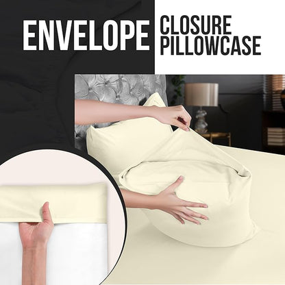 Utopia Bedding Queen Pillow Cases - 2 Pack - Envelope Closure - Soft Brushed Microfiber Fabric - Shrinkage and Fade Resistant Pillow Covers 20 X 30 Inches (Queen, Ivory)