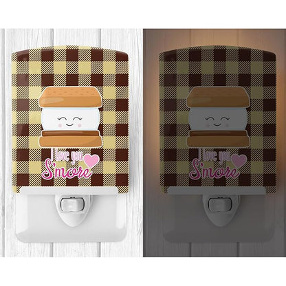 Caroline's Treasures BB9129CNL I Love You Smores Ceramic Night Light Compact, UL-Certified, Ideal for Bedroom, Bathroom, Nursery, Hallway, Kitchen, 6x4x3, Multicolor