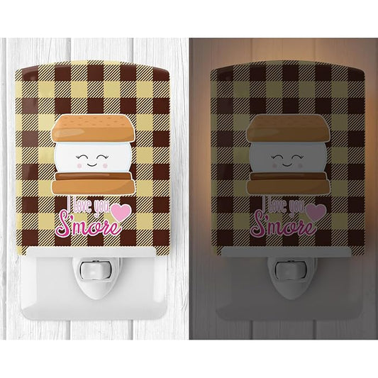 Caroline's Treasures BB9129CNL I Love You Smores Ceramic Night Light Compact, UL-Certified, Ideal for Bedroom, Bathroom, Nursery, Hallway, Kitchen, 6x4x3, Multicolor
