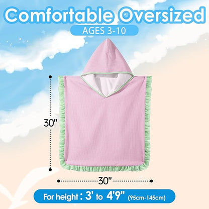 Hooded Towels for Kids,Toddler Bath Towel Swim Cover Up for Ages 3-10 Girls Boys Pool Towels Soft Thick 30"x30" Microfiber Poncho Towel（Pink）