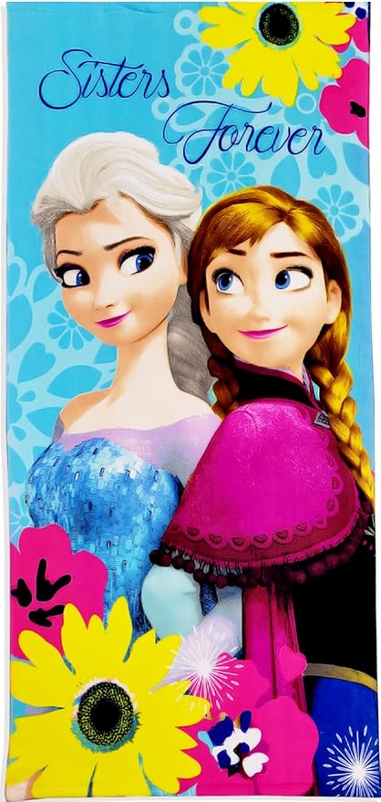 Kids Official Licensed Character Soft Beach/Hooded Bath Towel (Frozen Sister Forever, 40 x 60)