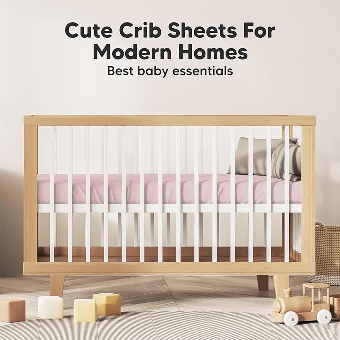 2-Pack Organic Crib Sheets for Boys, Girls - Jersey Fitted Crib Sheet, Baby Crib Sheets Neutral, Crib Mattress Sheet, Cotton Crib Sheets, Breathable Crib Sheet, Baby Mattress Sheets (Pastel)