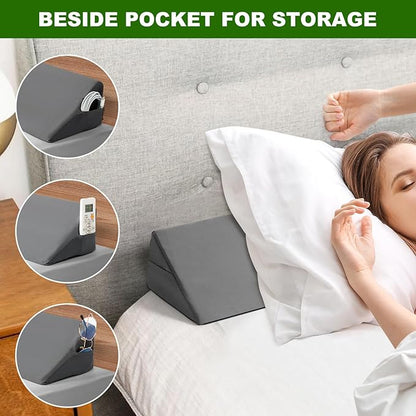 King Size (76"x6.5"x4.5") Bed Wedge Pillow/Headboard Pillow/Mattress Wedge with an Extra Cover, Gap Filler to Close The Gap (0-5") Between Headboard and Mattress (Gray)