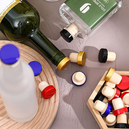 T-shaped Stopper Cork Wine Stopper Bottle Stoppers Reusable Wine Bottle Stopper Sealing Plug Bottle Cap for Wine Beer Bottles DIY Craft (Red, Blue, Black, Gold, 36)