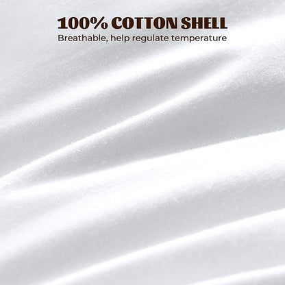 WOLKI Goose Feather Down Alternative Pillows Queen Size Set of 2, 100% Soft Cotton Shell Bed Pillow, Hotel Sleeping Pillow for Back, Stomach or Side Sleepers 20x30