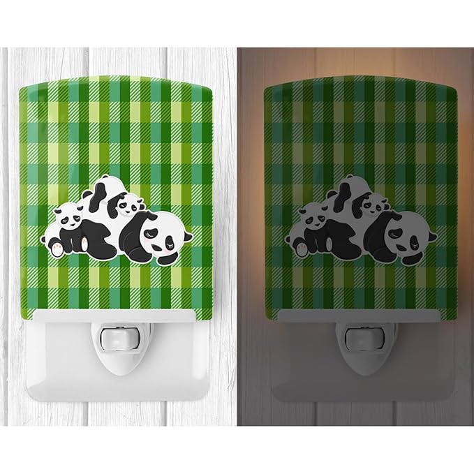 Caroline's Treasures BB8591CNL Pandas Ceramic Night Light Compact, UL-Certified, Ideal for Bedroom, Bathroom, Nursery, Hallway, Kitchen, 6x4x3, Multicolor