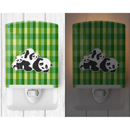 Caroline's Treasures BB8591CNL Pandas Ceramic Night Light Compact, UL-Certified, Ideal for Bedroom, Bathroom, Nursery, Hallway, Kitchen, 6x4x3, Multicolor