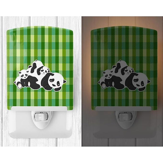Caroline's Treasures BB8591CNL Pandas Ceramic Night Light Compact, UL-Certified, Ideal for Bedroom, Bathroom, Nursery, Hallway, Kitchen, 6x4x3, Multicolor