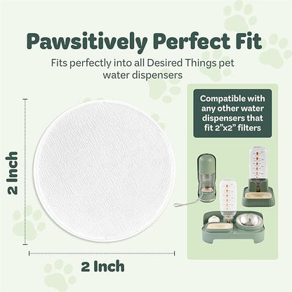 Desired Things 6 Pack Water Filter Replacement with Activated Carbon & Ion Exchange Resin for Controlling Chlorine & Odor in Your Dog and Cat Water Dispenser, Compatible with Most Pet Water Dispensers