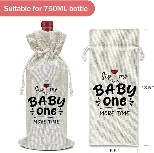 Baby Announcement Wine Bag, Pregnancy Announcement Gifts for Women New Couples Aunt Friends, Party Favor Wine Champagne Gift Bag With Drawstring -07