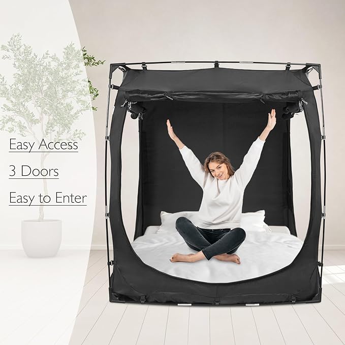 Bed Tent Canopy Bunk Twin Size for Adult and Kids Portable Dream Tent Indoor Sleeping Tents 98% Blackout,Breathable Privacy Space on Bed with Three Doors (Mattress Not Included)