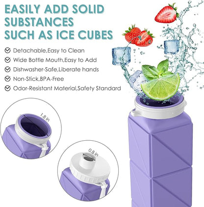 SPECIAL MADE Collapsible Water Bottles Cups Leakproof Valve Reusable BPA Free Silicone Foldable Travel Water Bottle Cup for Gym Camping Hiking Travel Sports Lightweight Durable