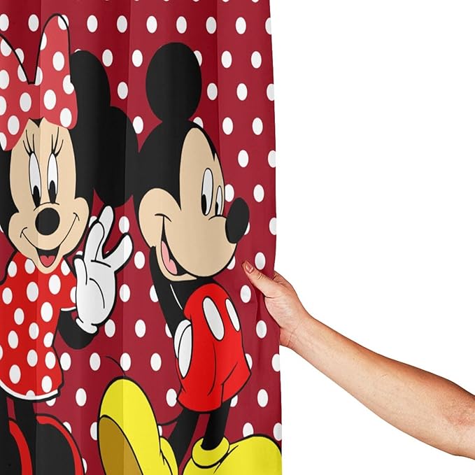 Cartoon Mouse Shower Curtain Children Kids Bath Curtain Cute Animal Red Bathroom Home Decor Waterproof Polyester Fabric 72Lx72W Inch with 12 Pack Hooks