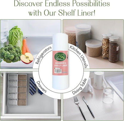 EVALAND 15.75 INCHES x 33 FEET (394 Inches) Non-Slip Shelf Liner, EVA Kitchen Liner, Non-Adhesive Liner, Smooth Shelf Liner, Durable Strong Grip Liner, Stain-Proof Shelf, Drawer, Cabinet Liner, Clear